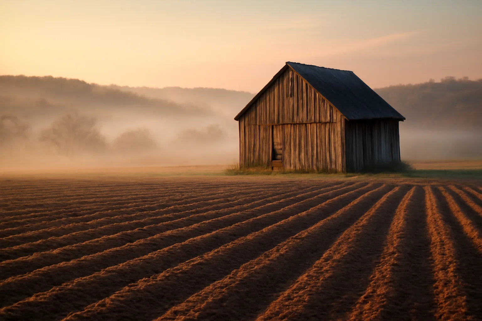Foggy dawn over a Connecticut farm field used for H-2A work