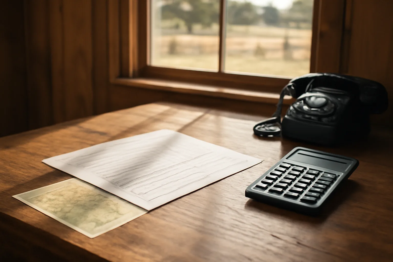 Arkansas farm office desk with H-2A contractor registration papers and a calculator